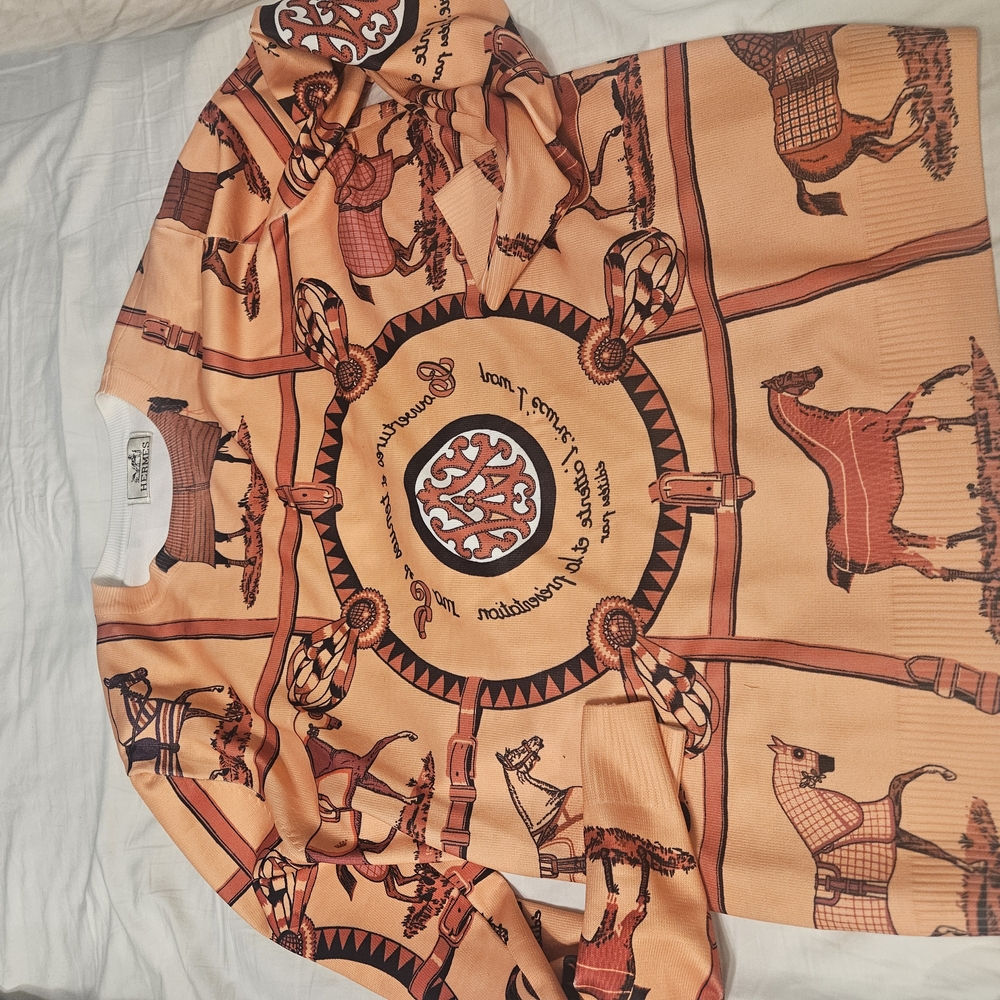 Vintage Equestrian Print Sweater